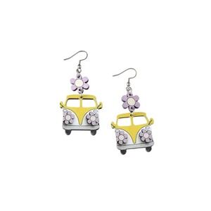 Yellow and‎ Purple Hippie Van Earrings
